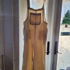 Free People Cream Wide Leg Jumpsuit